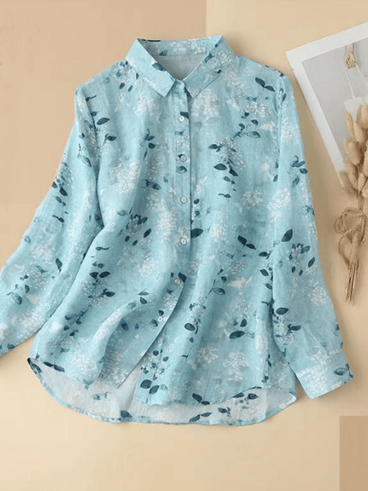 Cotton And Linen Retro Printed Shirt