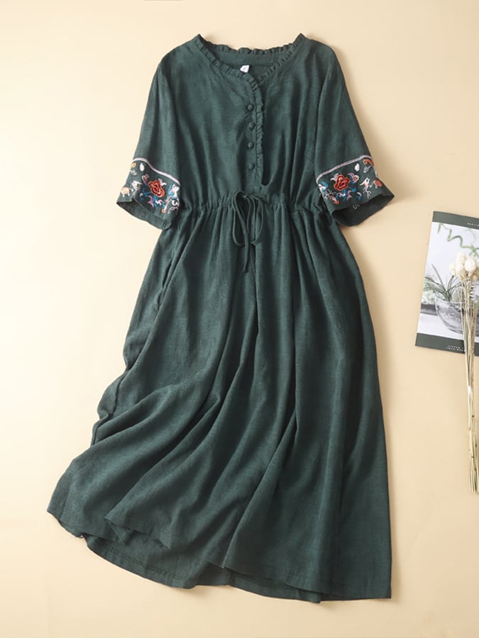 Cotton And Linen Long Loose Dress