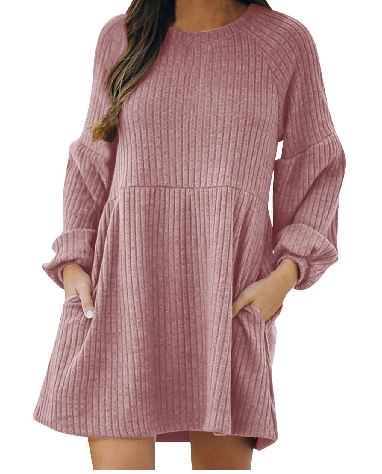 Women's Ribbed Mini Dresses with Pockets (Buy 2 Free Shipping)