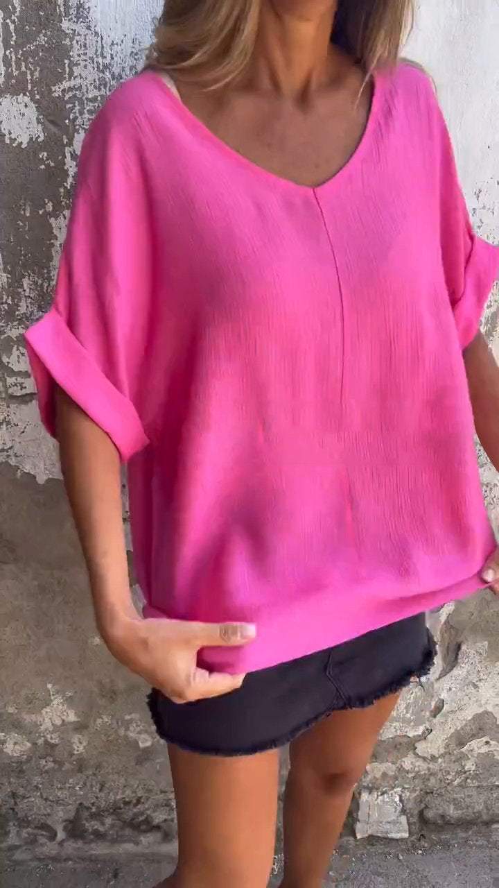Women's V-neck Mid-sleeve Casual Top (Buy 3 Free Shipping)