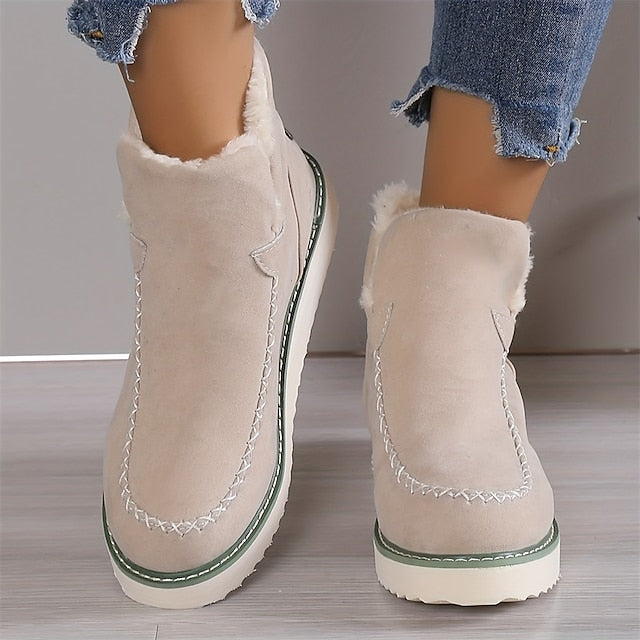 Women's Winter Ankle Boots with Faux Fur Lining and Platform Sole - Cozy and Stylish for Cold Weather